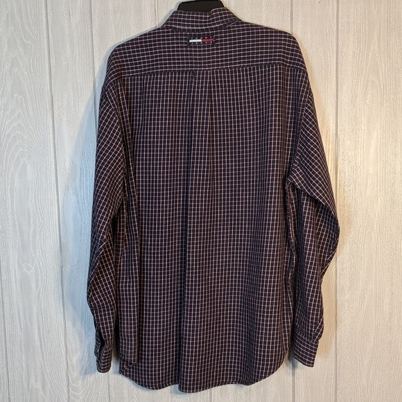 VTG Tommy Hilfiger Checker Pattern Long Sleeve Button Front Shirt EUC Flag SZ XL - Picture 4 of 10